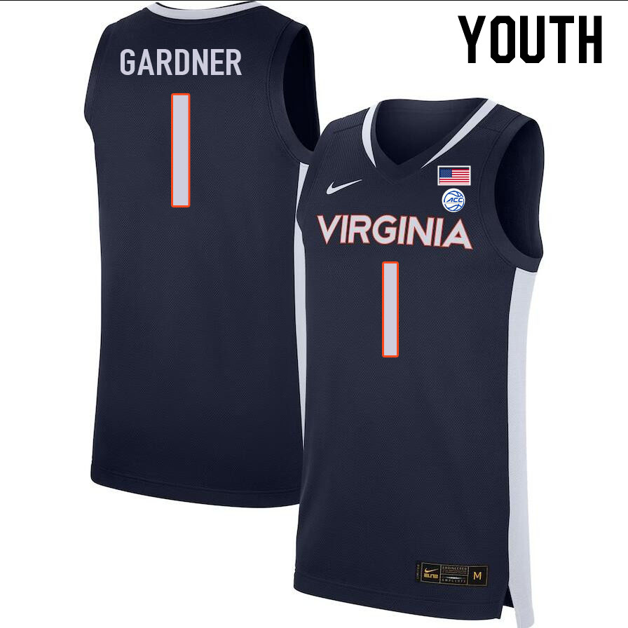 Youth #1 Jayden Gardner Virginia Cavaliers College 2022-23 Stitched Basketball Jerseys Sale-Navy